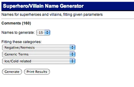Superhero/Villain Name Generator